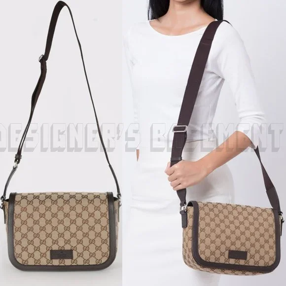 GUCCI brown Original GG Canvas & Leather crossbody flap Shoulder Messenger Bag - Picture 10 of 11